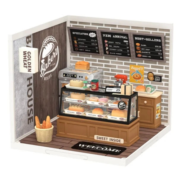 Robotime Rolife 3D Puzzle Super Store Golden Wheat Bakery Plastic DIY Miniature House Kit