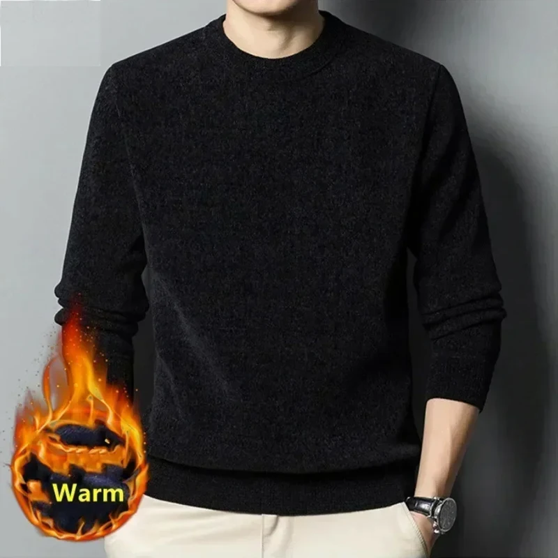 2024 Men's Thick Warm Chenille Cashmere Sweater Top Autumn Winter Soft Casual Pullover Sweater Tops Male Knitted Sweater свитер 3