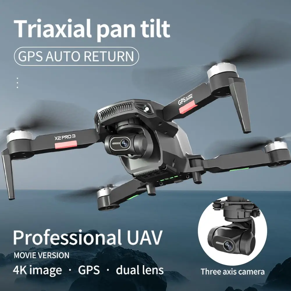 2022 NEW X2 Pro Drone 3 Axis Gimbal Camera Professional 8K GPS 5G FPV 3Kilometers 25 Minutes Brushless RC Quadcopter Toys dji phantom 3 professional remote control aircraft