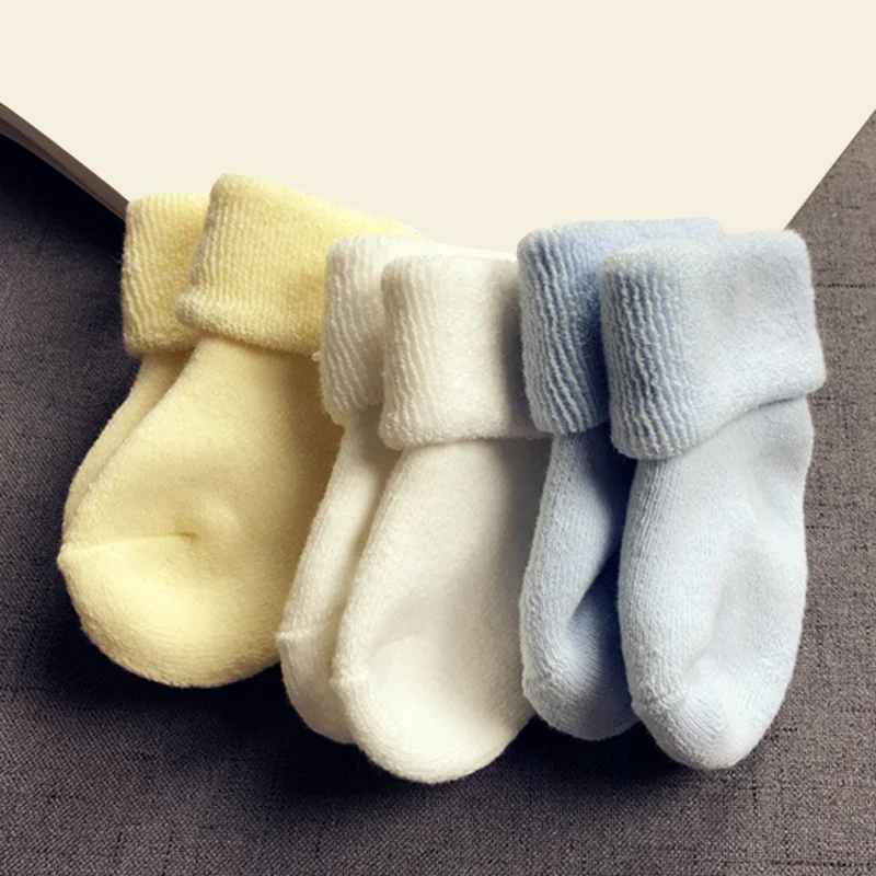 2Pair/lot New Baby and Children's Socks 0-1 Year Old Autumn/Winter Cotton Warm Boys and Girls' Baby Socks 3