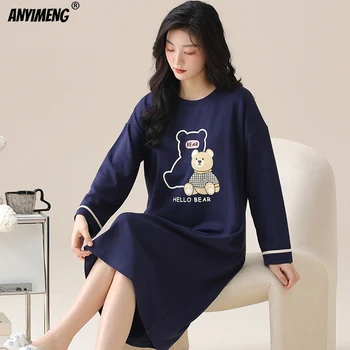 Autumn Spring Women Long Nightdress Leisure Shirt 1