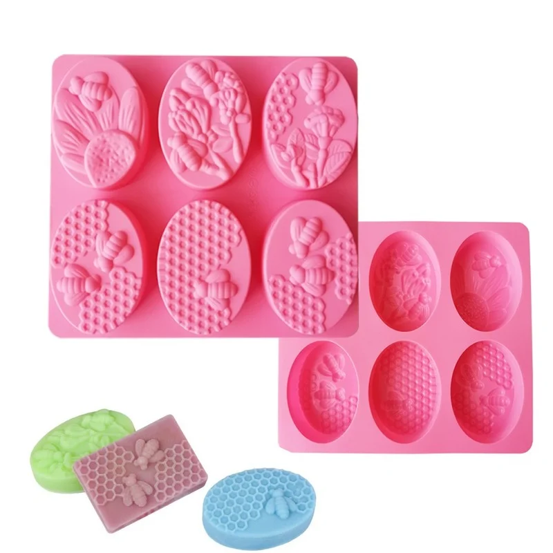 3D Insect Bee Silicone Soap Mold Oval Handmade Soap Making Supplies Diy Floral and Botanical Honeycomb Cake Baking Tools silicone mold baking mold