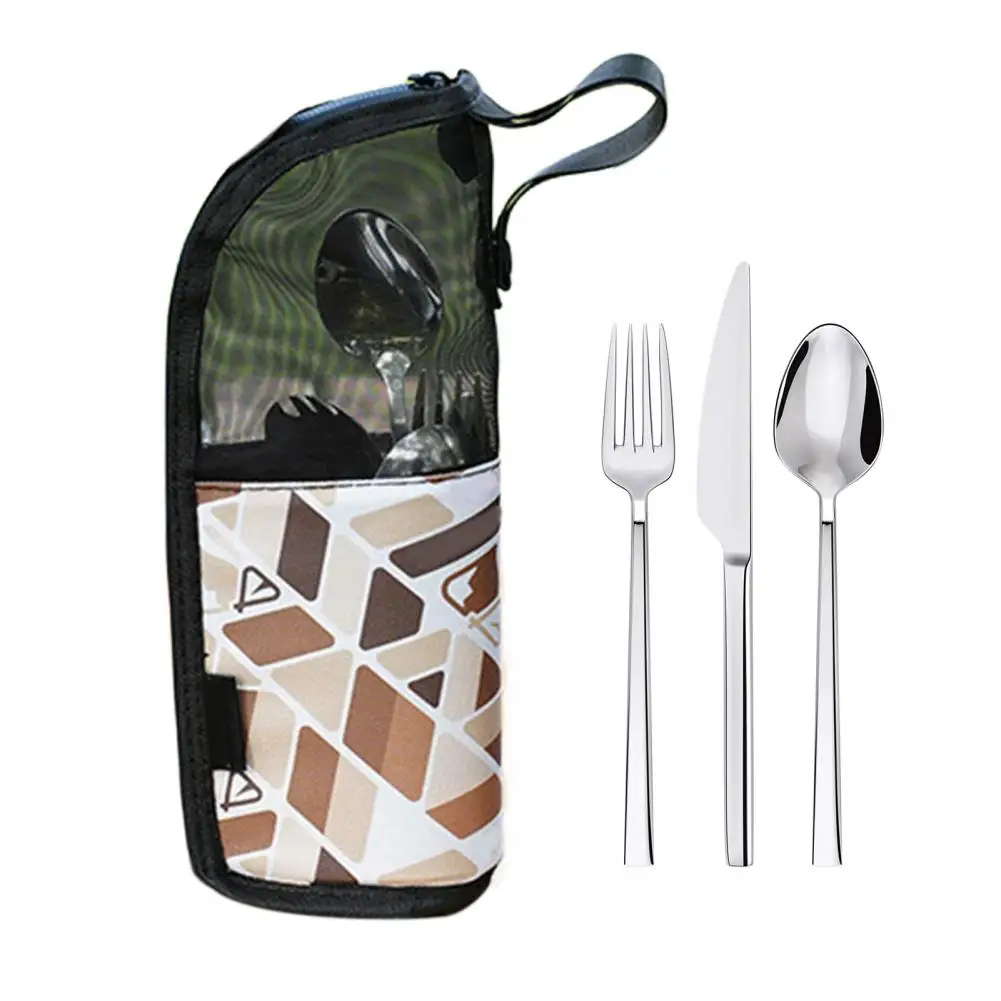 Cutlery Organizer Bag Utensil Storage Bag Waterproof Outdoor Cutlery Storage with Mesh Pocket for Travel Camping Picnic