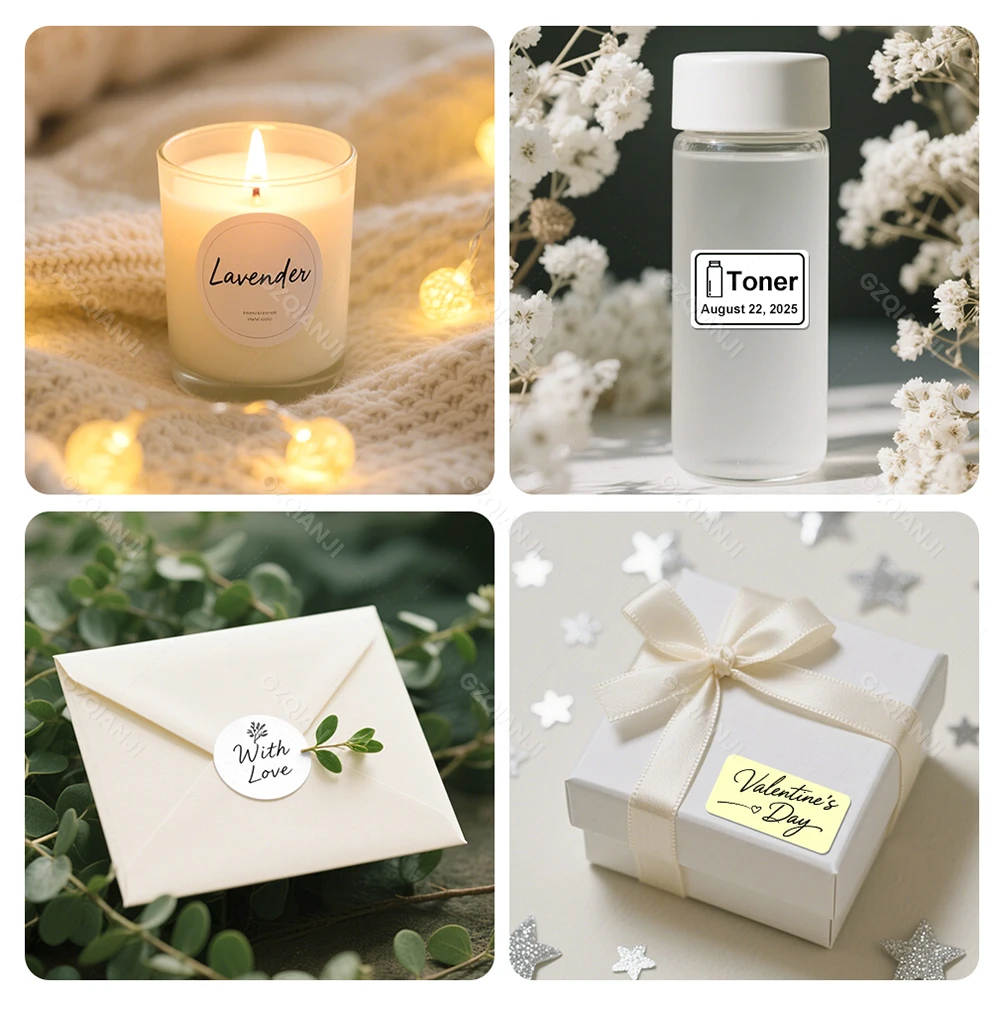 30-50mm 화이트 라벨 스티커 방수 종이 롤 마크라이프 라벨 프린터 X2/P2/N20/P50 소규모 사업용 접착 라벨 용지