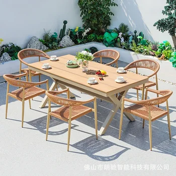 Tavoli e sedie da esterno Tavoli e sedie da giardino moderni e leggeri in alluminio di lusso da giardino per esterni antiscivolo e antistrappo 1