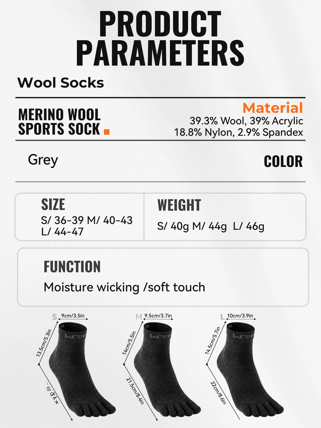 WRELS 1/2/3 pares de calcetines de lana merino con cinco dedos, calcetines para correr para hombres y mujeres, transpira
