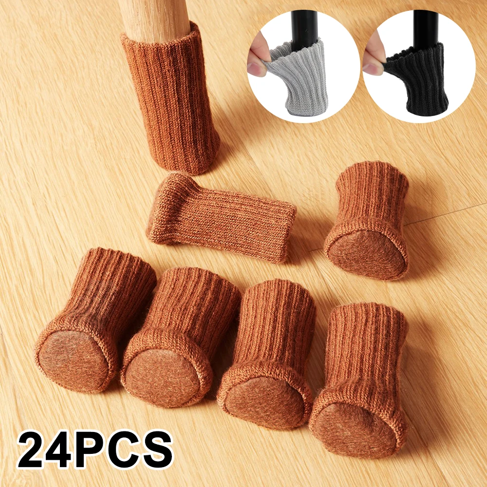 24PCS Table Leg Socks Knitted Chair Leg Cover Floor Protectors Furniture Legs Table Chair Leg Protector Cover Legs For Furniture