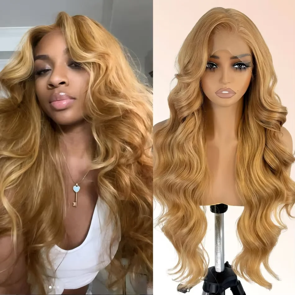250% Density 30 40 Inch Honey Blonde Body Wave Lace Front Wig Human Hair 613 HD Lace Frontal Human Hair Wig 13x6 Pre Plucked 2