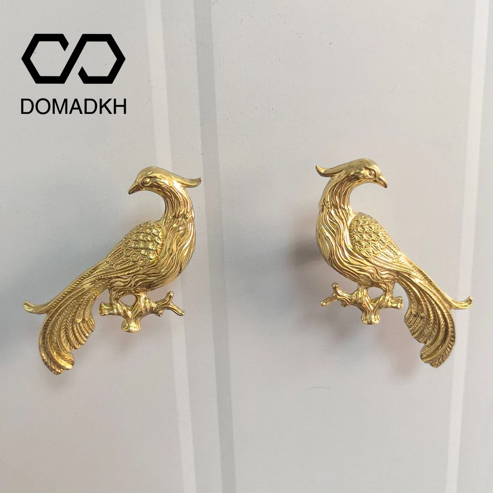 ลูกบิดประตูตู้รูปนกทองเหลือง ของตกแต่งบ้าน ลูกบิดแบบดึงสำหรับโต๊ะเครื่องแป้ง ลูกบิดรูปสัตว์ที่ไม่เหมือนใคร มือจับตู้ไวน์ มือจับเฟอร์นิเจอร์ อุปกรณ์ตกแต่งที่สวยงาม 1