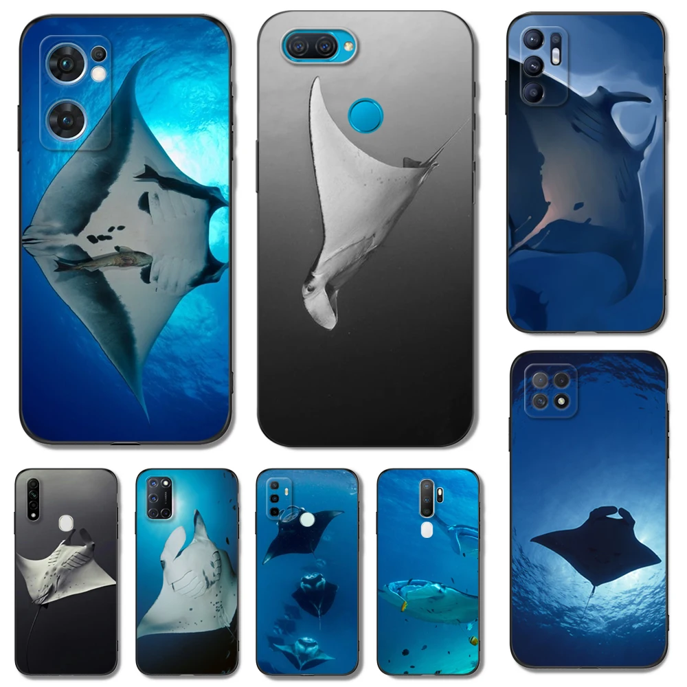 Custodia In Tpu Nero Per Oppo Reno 7 7Z 8 Lite 4G 5G Pro F11 F17 F15 F19 F19S F21 Animal Manta Ray