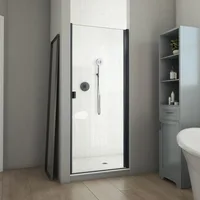 30-31 in. W x 66 in. H Semi-Frameless Swing Shower Door in Matte Black and Clear Glass Shower Doors 1