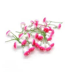 Set of 50 Miniature Colorful Mushroom Garden Ornaments - DIY Craft Resin Decorations for Potted Plants and Moss Arrangements (Rose Red)