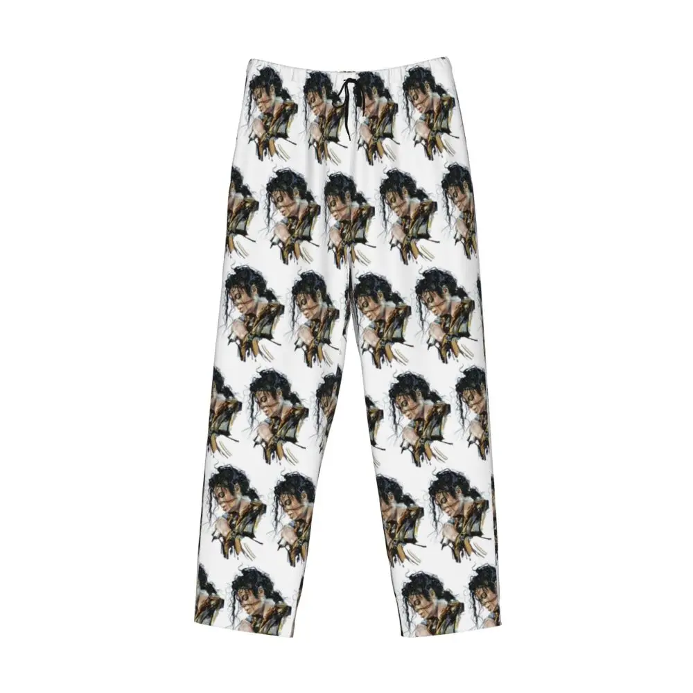 Custom Michael Jackson Musicians Singers Dancers Men Pajama Pants Lounge Sleep Sleepwear Bottoms with Pockets