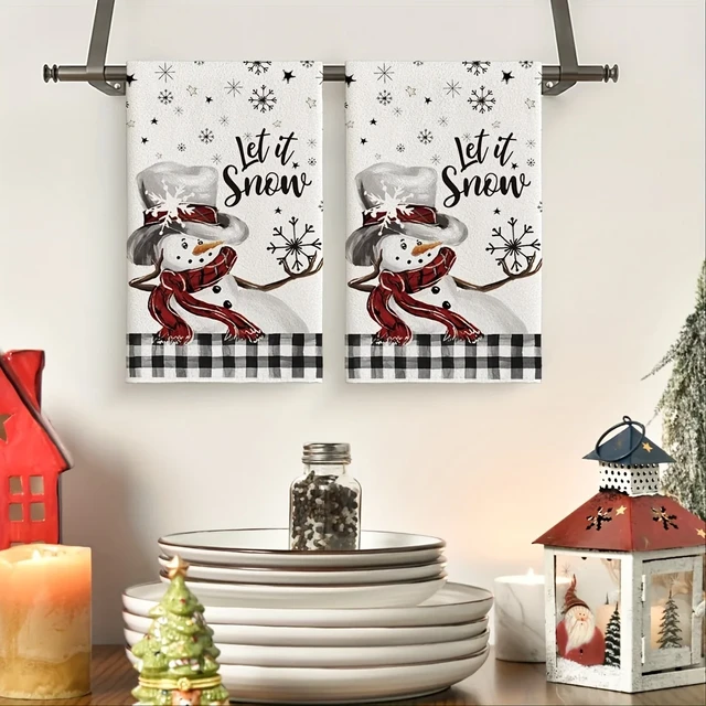 2/4pcs Christmas Hand Towels Black And White Checkered Snowman Kitchen  Towel Dish Towel Xmas Kitchen Decoration Absorbent Towels - AliExpress