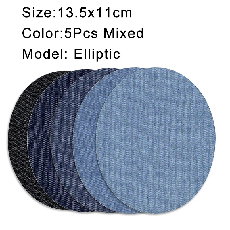 Denim Iron-On Patch Set: Self-Adhesive Blue Cotton Repair Patches