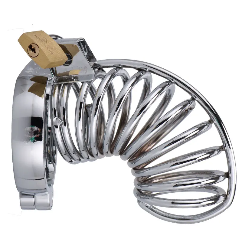 Male Stainless Steel Cock Cage Penis Belt Magic Lock Adult Game Metal Chastity Device Sex Toys Bdsm Sex Toy