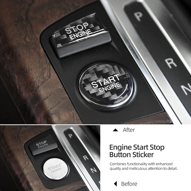 Carbon Fiber Engine Ignition Start/Stop Button Trim Stickers - Car Interior Decoration Accessories