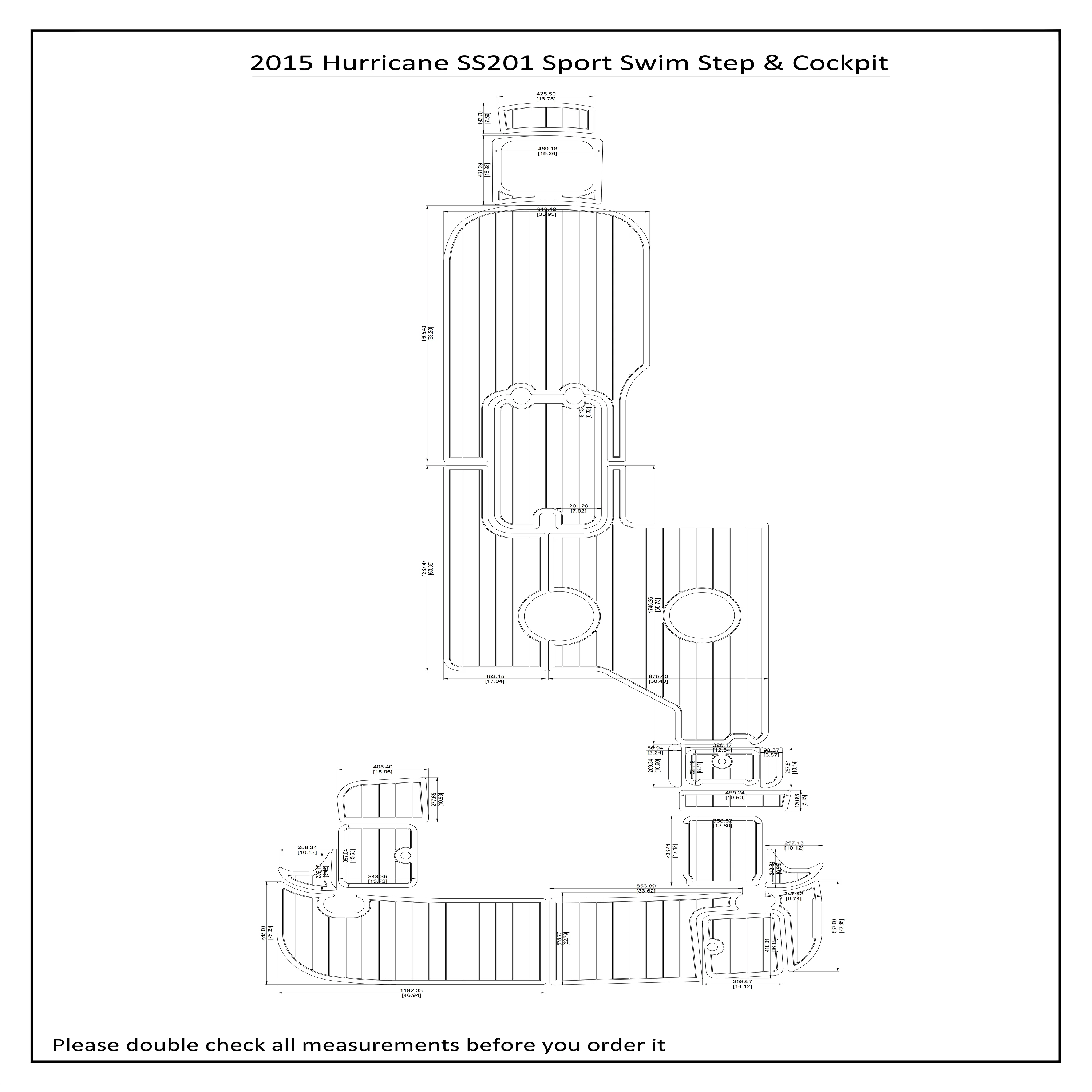 

2015 Hurricane SS201 Sport Swim Step Cockpit EVA Faux Teak Deck Floor Pad