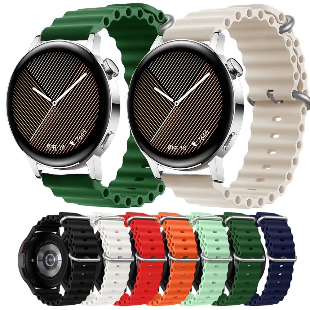 Ремешок силиконовый для Samsung Galaxy watch 6-4 classic/5-Pro/active 2/Gear S3, браслет для Huawei GT 4-3-2e, 20 мм, 22 мм