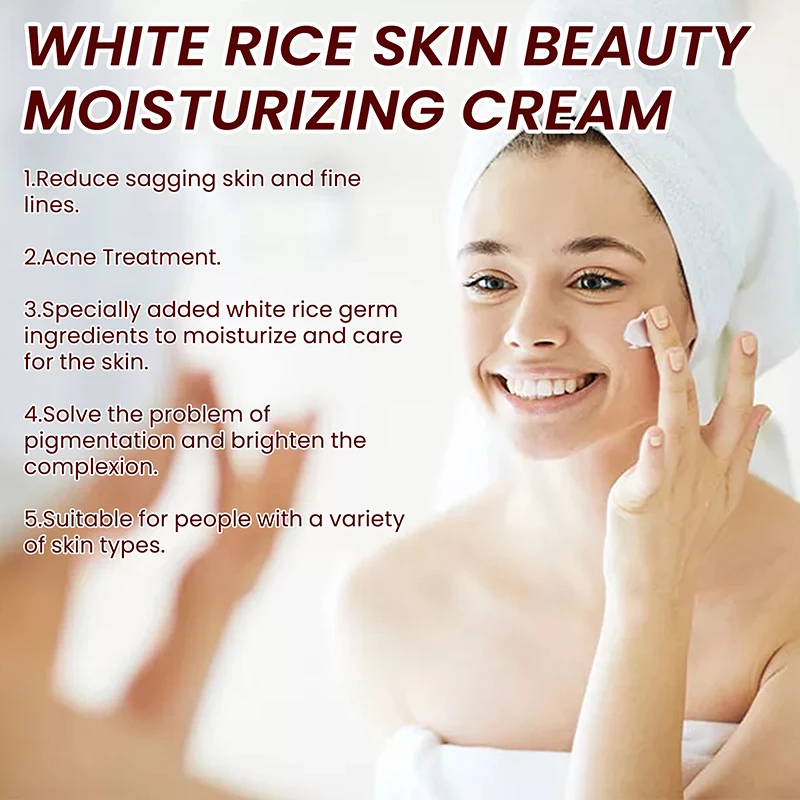 White Rice Whitening Cream Opstrammende Anti-Rynke Blur Fin Line Fjernelse Rynker Forstærk kedelig fugtgivende ansigtspleje splinterny_voghion.com