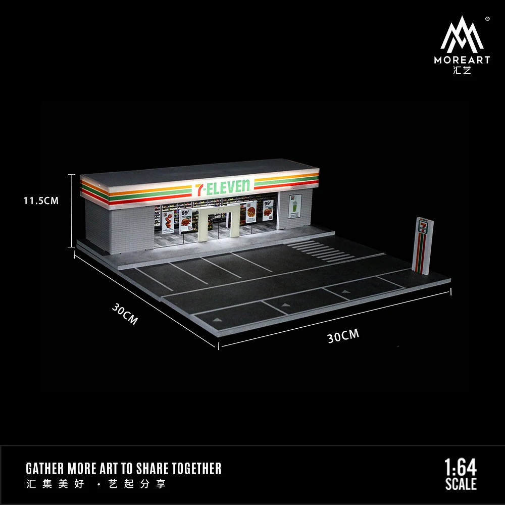 [gulf gas] MoreArt: 1:64 Car Assembly Scenes Series Model  Car Model Parking Lot for Display /Gifts/Collection 