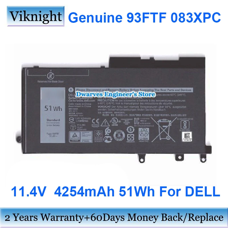 Genuine 93ftf 083xpc Battery  51wh Fpt1c For Dell Latitude 12 5290  Latitude 15 5580 5288 5280 5290 5480 5488 5490 5590 - Laptop Batteries -  AliExpress