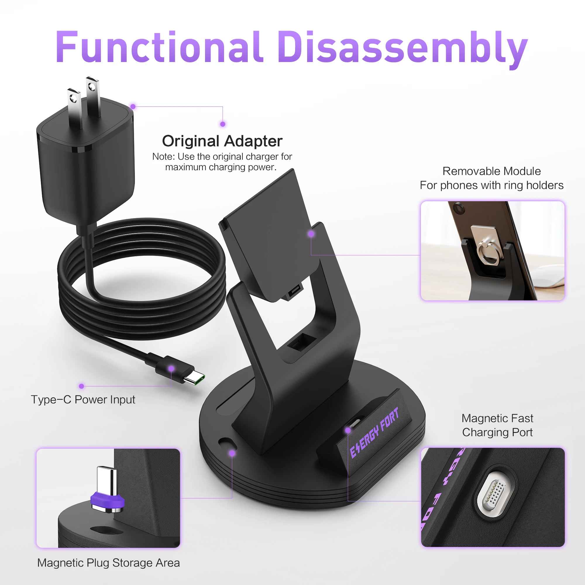 Universal Type C Docking Station with Magnetic Charger Stand