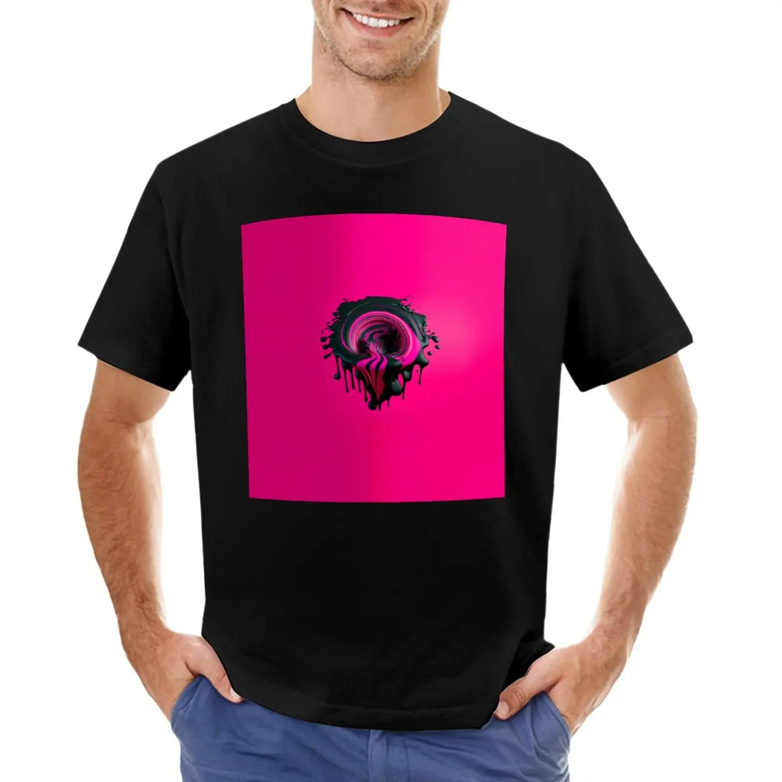 3D Pink Tornado Art T-Shirt Magliette Pesanti T Shirt Uomo Top Mens T-Shirt Pack