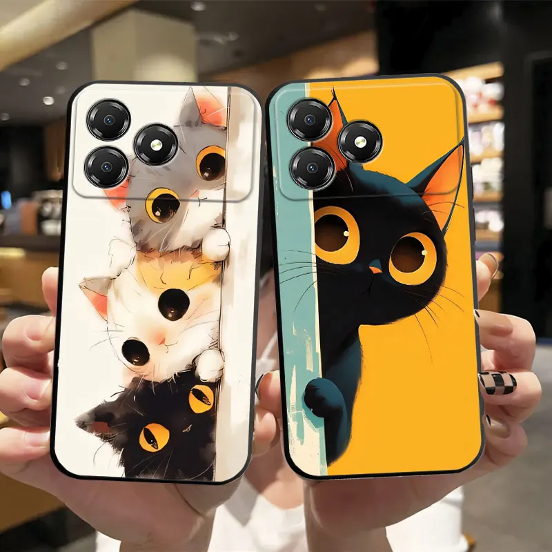 Floral Print Black Silicone Protective Phone Case