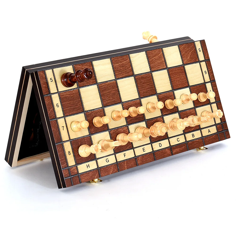 49/44/39/34/29/24CM Magnetic Foldable Wooden Chess Set for Kids & Adults Double Queens Brain-Teaser Board Game Toy