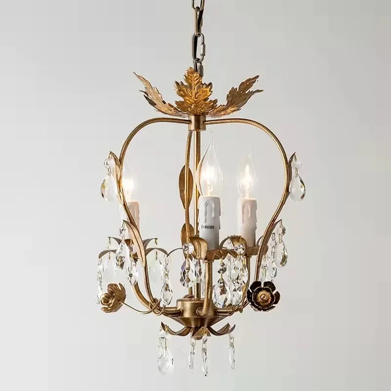

American Iron Crystal Chandelier Lighting Corridor Bedroom Restaurant Clothes Shop Bar Locker Room Hanging Lamps Pendant Lamp