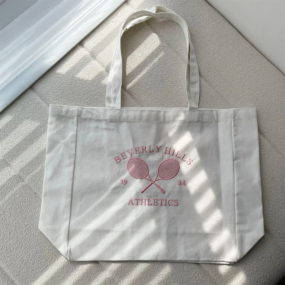 Beverly Hills 1984 Athletics Tennis Embroidered Fashion Women Canvas  Shopping Bag Vintage Style Aesthetic Handbag Tote Bag - Shopping Bags -  AliExpress