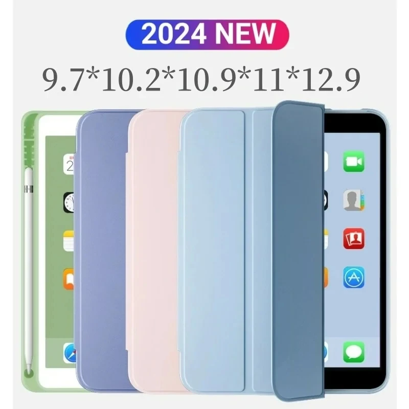Capa com Suporte de Lápis para Ipad Pro Capa para Ipad Pro 12.9 11 10.5 Air 5th 4th 10th Generation 10.9 2023 Air2 6th 9.7 2023 10.2 ° Gen