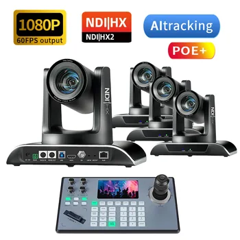 Telecamera PTZ NDI 1080P60fps con Zoom Ottico 20X/30X, SDI, USB3.0, LAN, HDMI per Streaming Live in Chiesa con Kit Controller Joystick (1 pz)