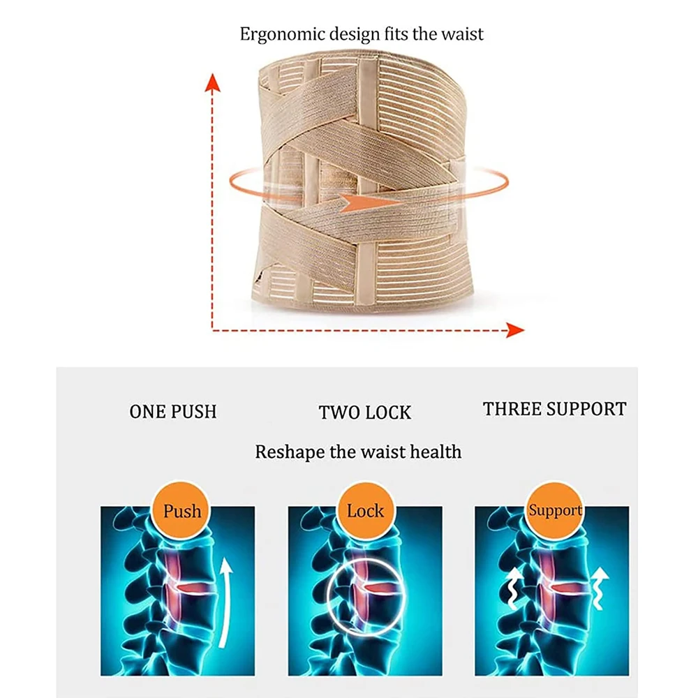 Orthopedic Posture Corrector Brace Elastic Adjustable Lower Back Support Waist Trimmer Belt Lumbar Support Belt for Men Women