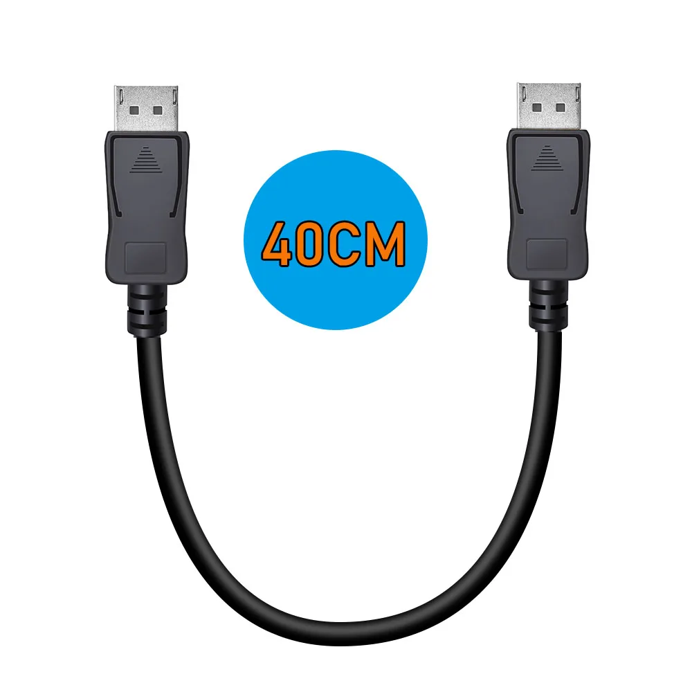 DisplayPort 1.2 Kurzes Kabel, abgewinkelt, DisplayPort-Stecker auf Stecker, HDR-Adapterkabel, 4K@60HZ, 2K@144HZ, für Laptop-TV-Box, 0,4 m