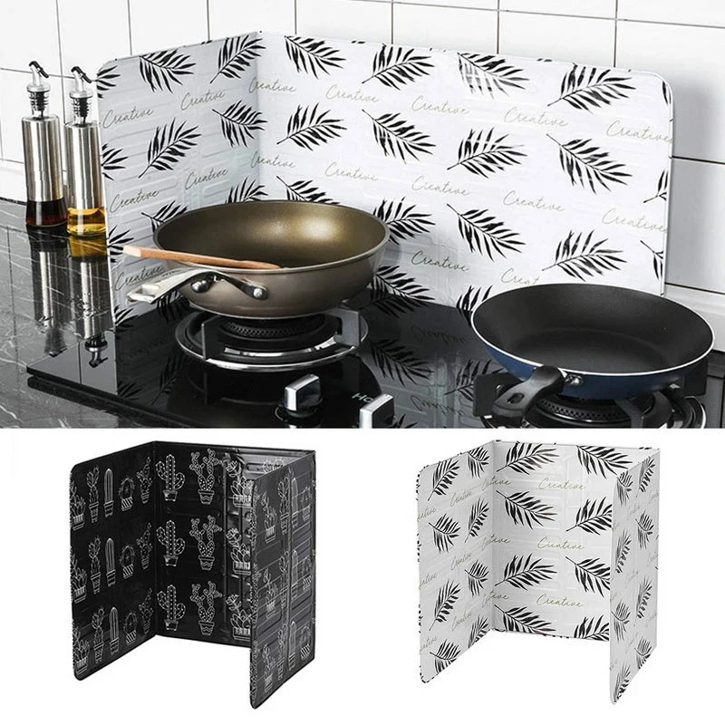 Cooking Frying Oil Splash Screen Cover Anti Splatter Shield Guard Foldable Foil Oil Kitchen Gas Stove Baffle Plate Board kitchen splatter screen kitchen splash guard
