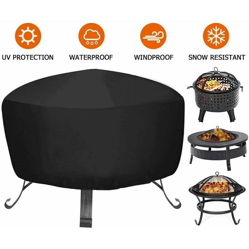Waterproof BBQ Grill Cover Round Fire Pit Barbecue Protector Home Patio Garden A 