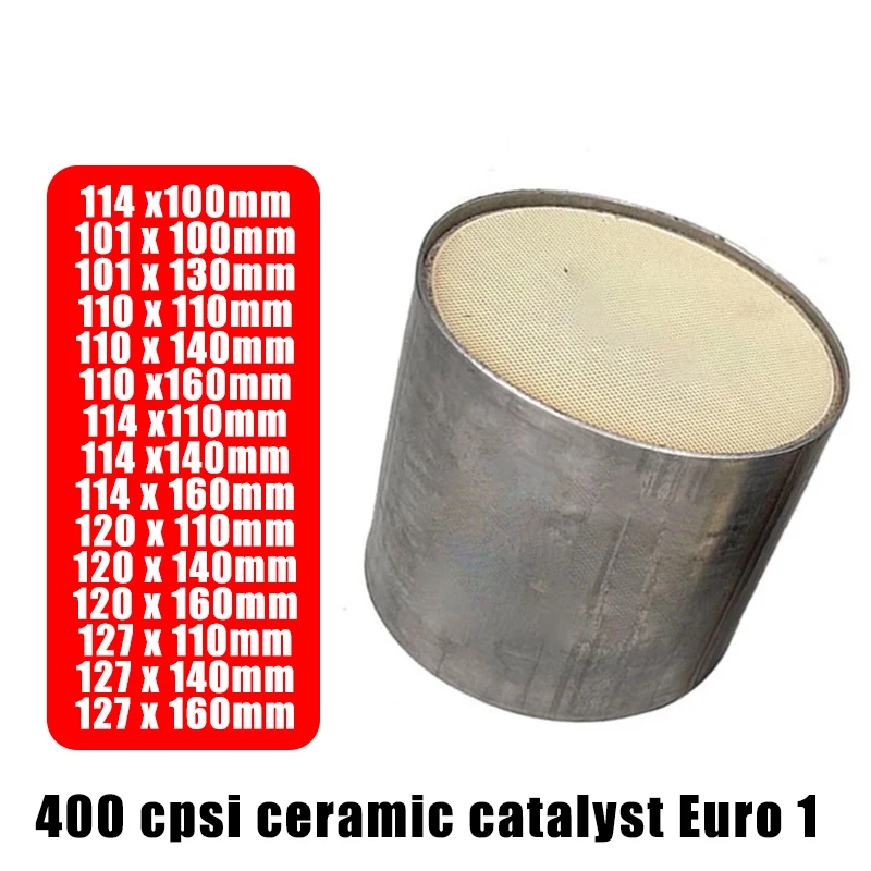 400 Cpsi Catalytic Converte EURO 1 High Flow 101/114/120/127*100 Mm Sport Catalyst Three Way Round Ceramic Substrate Universal catalytic converter