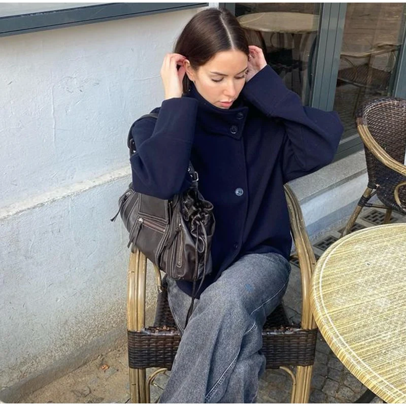 Elegant Women's Short Woolen Coats Loose Lapel Double Breasted Full Sleeve Female Jacket 2026 Autumn Lady Solid Warm Outwear 29 S18c894fd154e483e95dcc568ab5b1de38