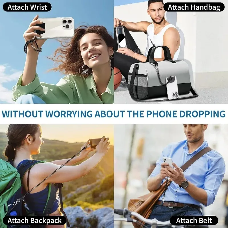 Telescopic Anti-Drop Phone Tether with Buckle and Keychain Attachment