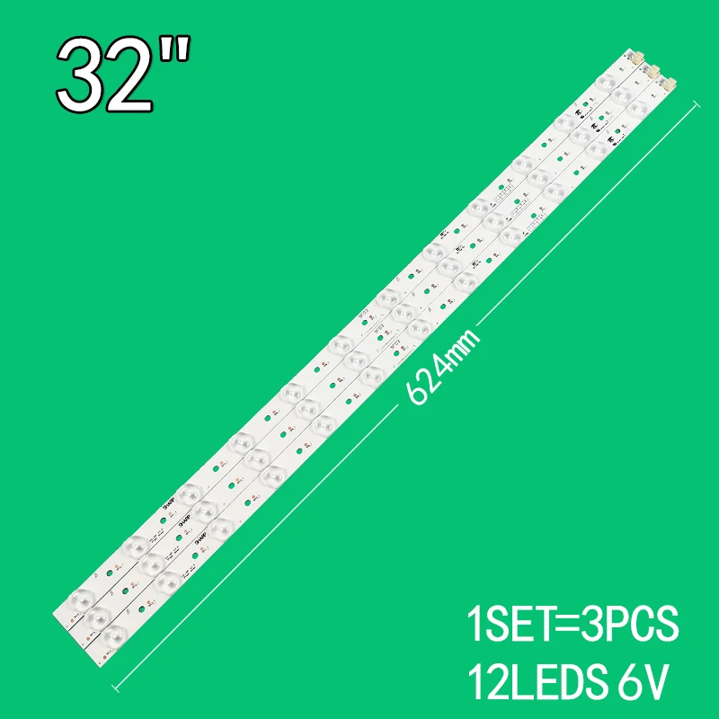 1SET=3PCS 12LEDs 6V 624mm Suitable for Toshiba 32-inch LCD TV backlight strip C102Y28WCA003521B13 A HX-S(I) 94V-0