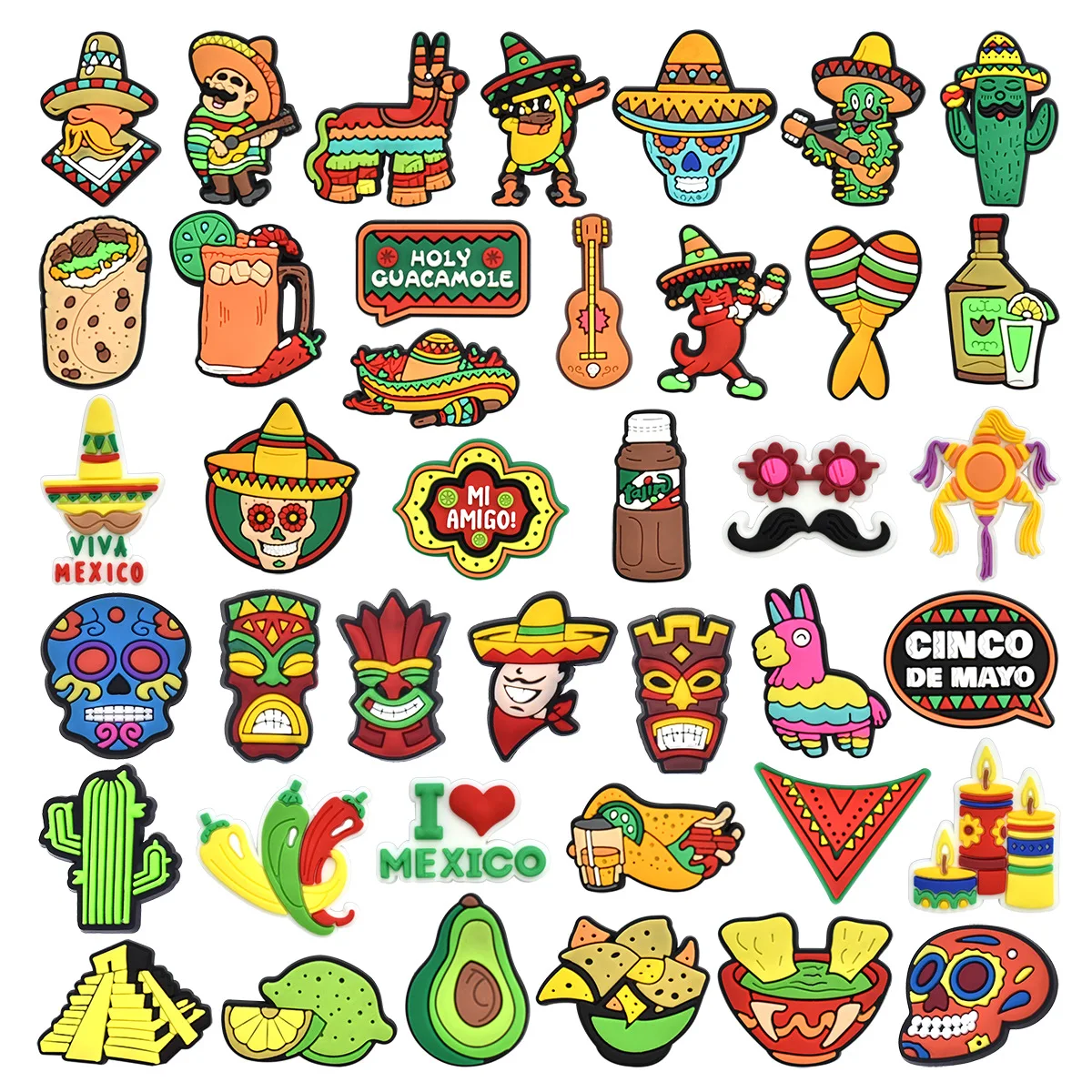 크록스 신발 참 멕시코 스타일 장식, DIY 클로그 샌들 클립 핀 슬리퍼 액세서리, 여아 남아용, 어린이 파티 선물, 40 개  Best5