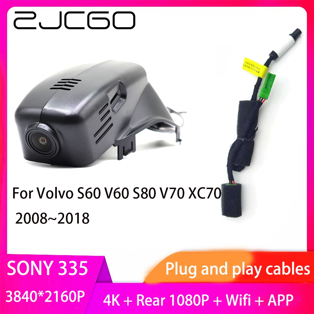 

ZJCGO Plug and Play DVR Dash Cam UHD 4K 2160P Video Recorder for Volvo S60 V60 S80 V70 XC70 2008~2018