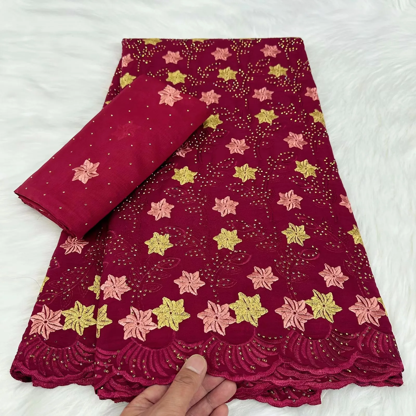 Tela de encaje de gasa Suiza africana para boda, tela bordada de 100%  algodón, vestido de novia de costura nigeriana, alta calidad, oro blanco, 5  + 2 yardas - AliExpress, image size:1600x1600