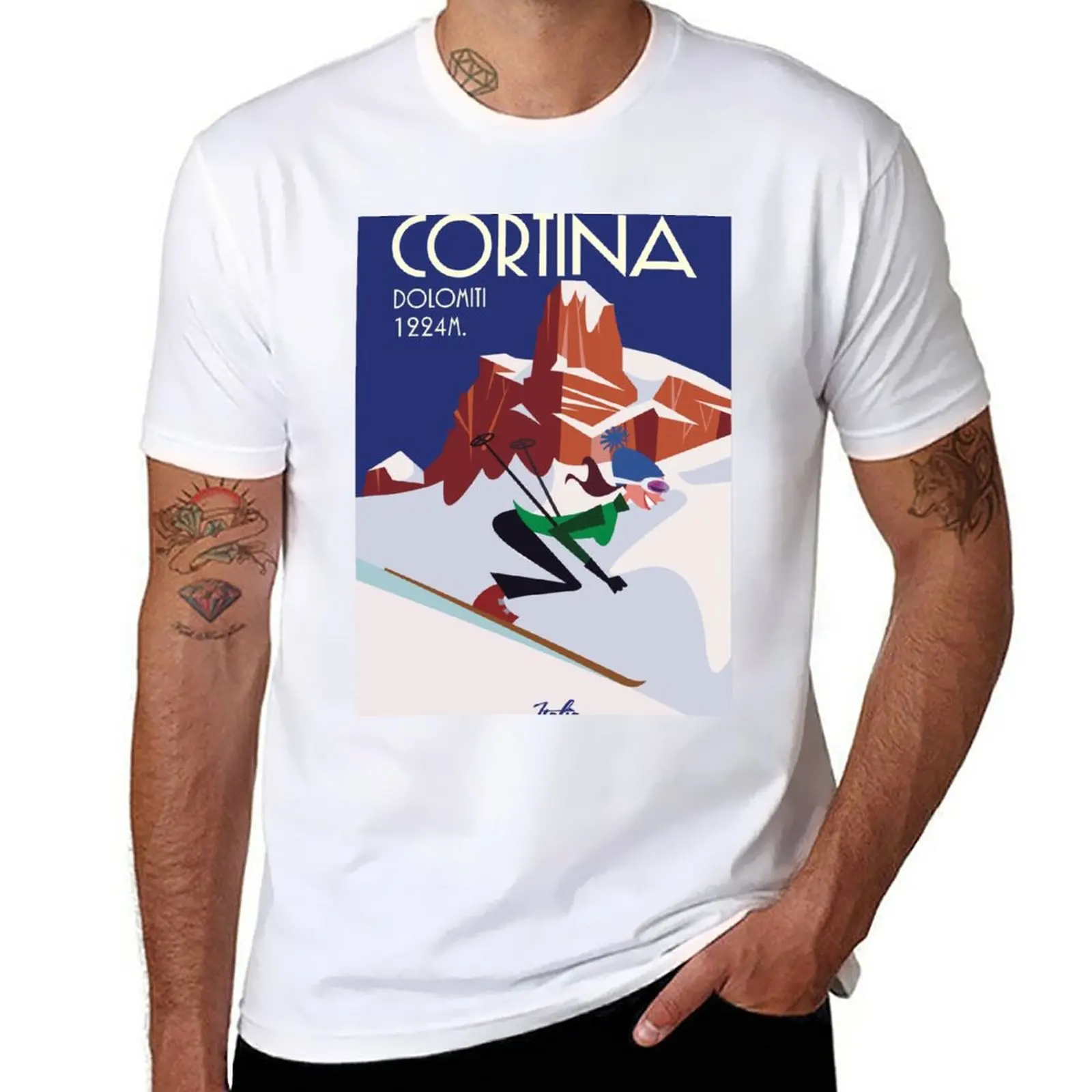 

New Cortina D'Ampezzo ski poster T-Shirt funny t shirts blank t shirts Oversized t-shirt mens graphic t-shirts