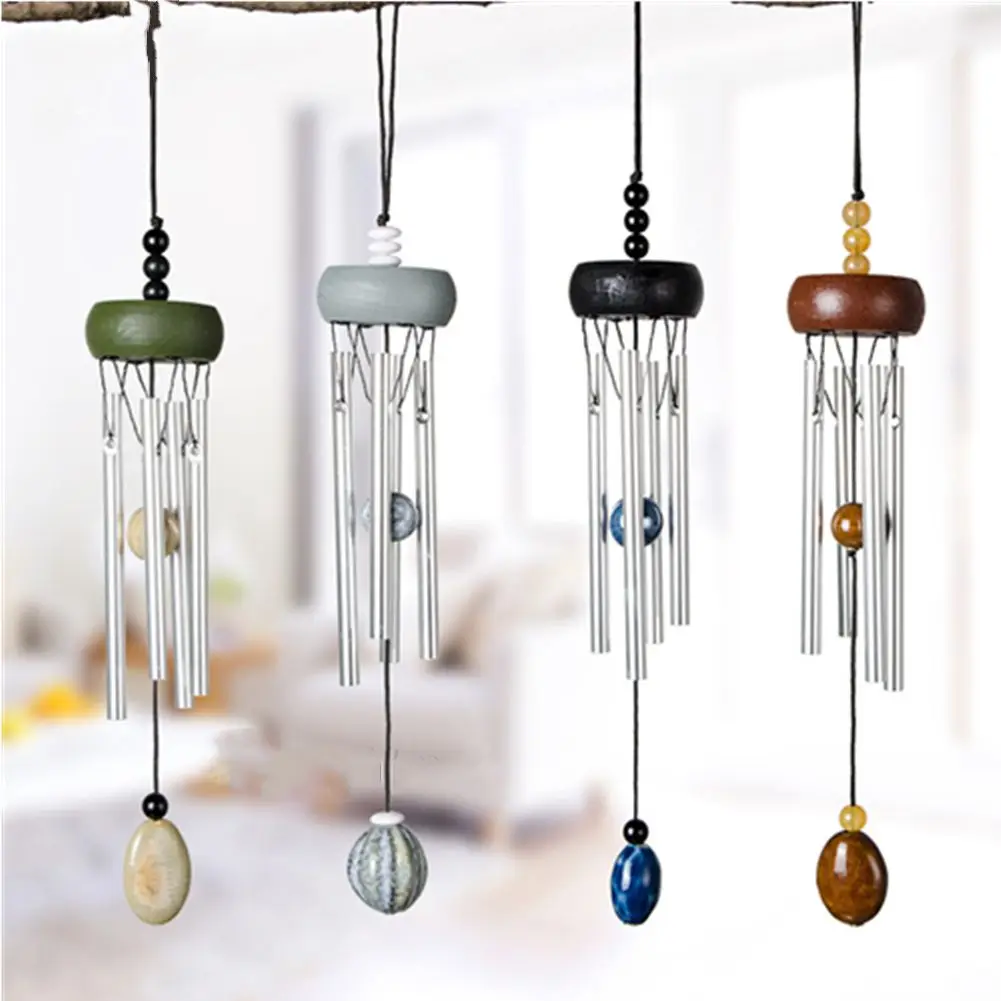 Home Decor Garden Decoration Wood & Metal Aluminum Tube Pendant Wind Chimes Hanging Ornament Wind Spinner