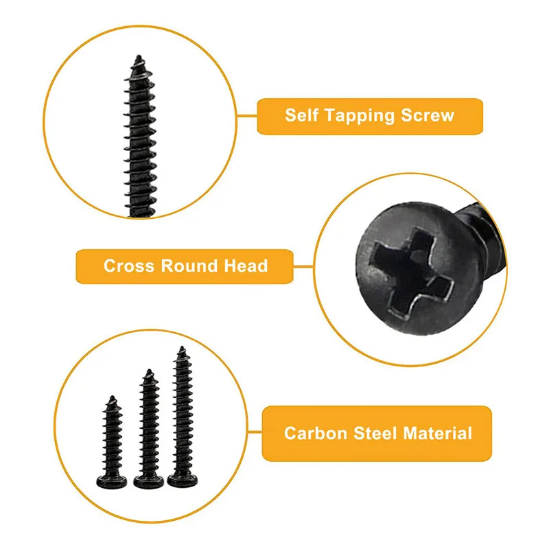 Self Tapping Screw 50Pcs 100Pcs Laptop Glasses M1 M1.2 M1.4 M1.7 M2 M2.3 M2.6 M3 M3.5 M4 Phillips Cross Round Head Wood