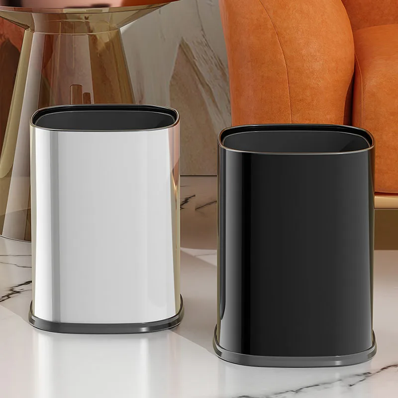 

Home Toilette Trash Can luxury Hotel Under Elegant Trash Can Black Metal Office Poubelle De Lixeira Bathroom Accessories Sets