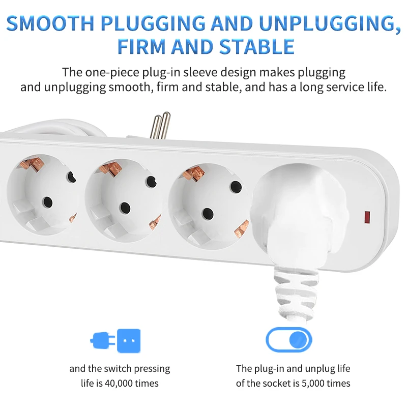 Versatile Power Strip with Independent Switches and 2m Cord